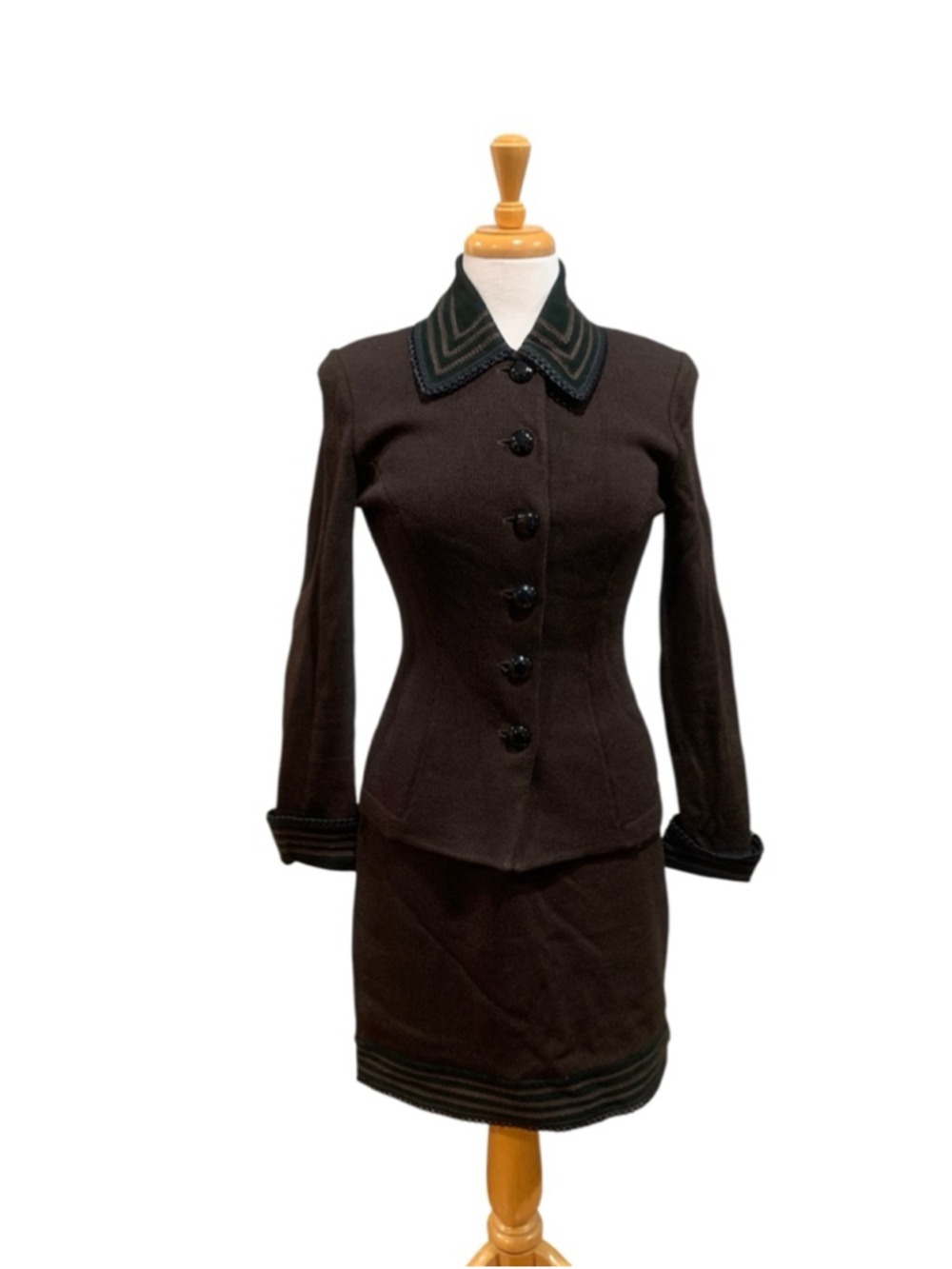 Women's ST. JOHN COLLECTION By Marie Grey Brown Black skirt suit Size 2